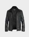 Missioni Men's Classic Leather Fall Jacket | Black